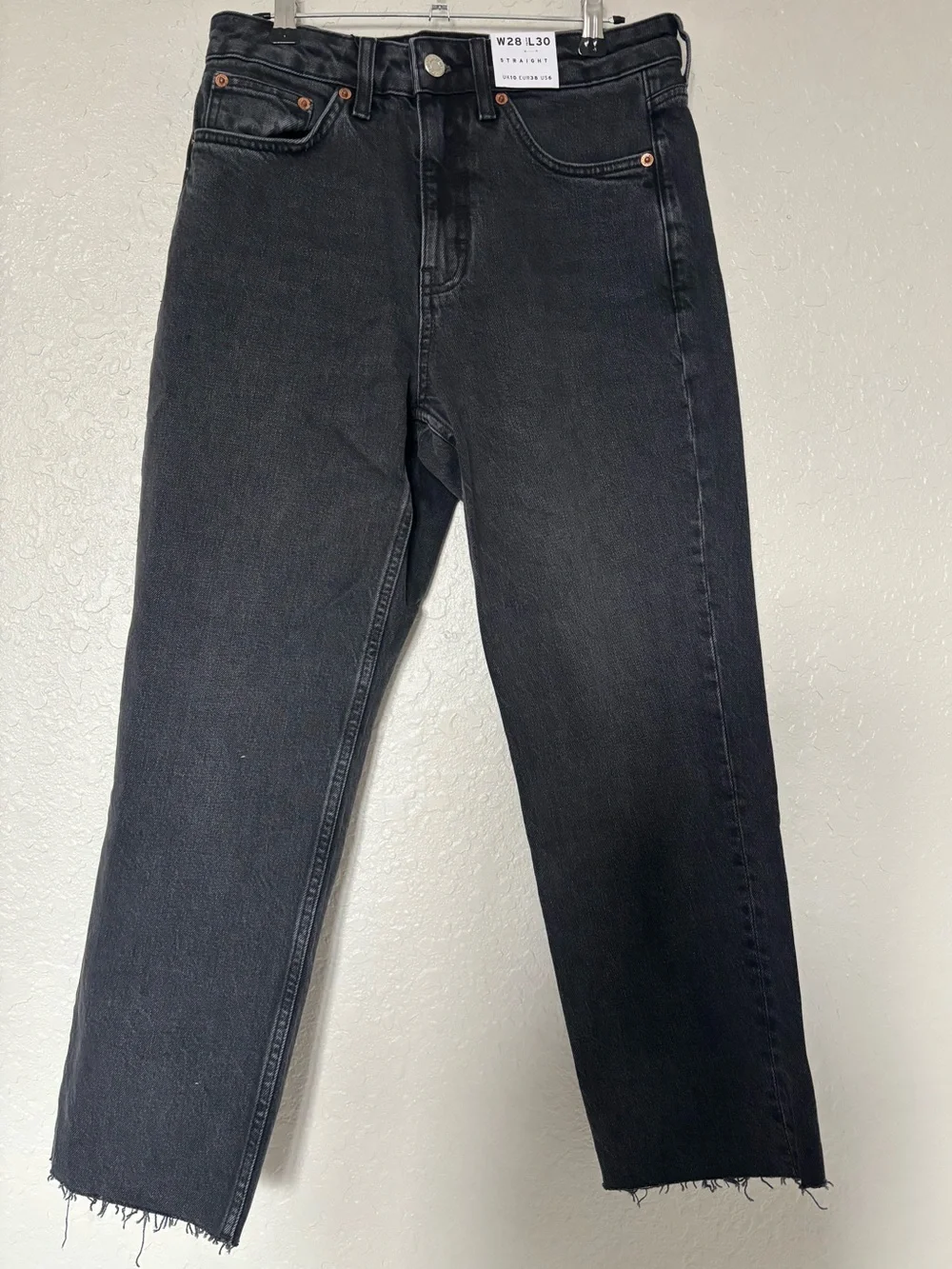 Topshop Black Straight-Leg Jeans - Picture 1 of 8